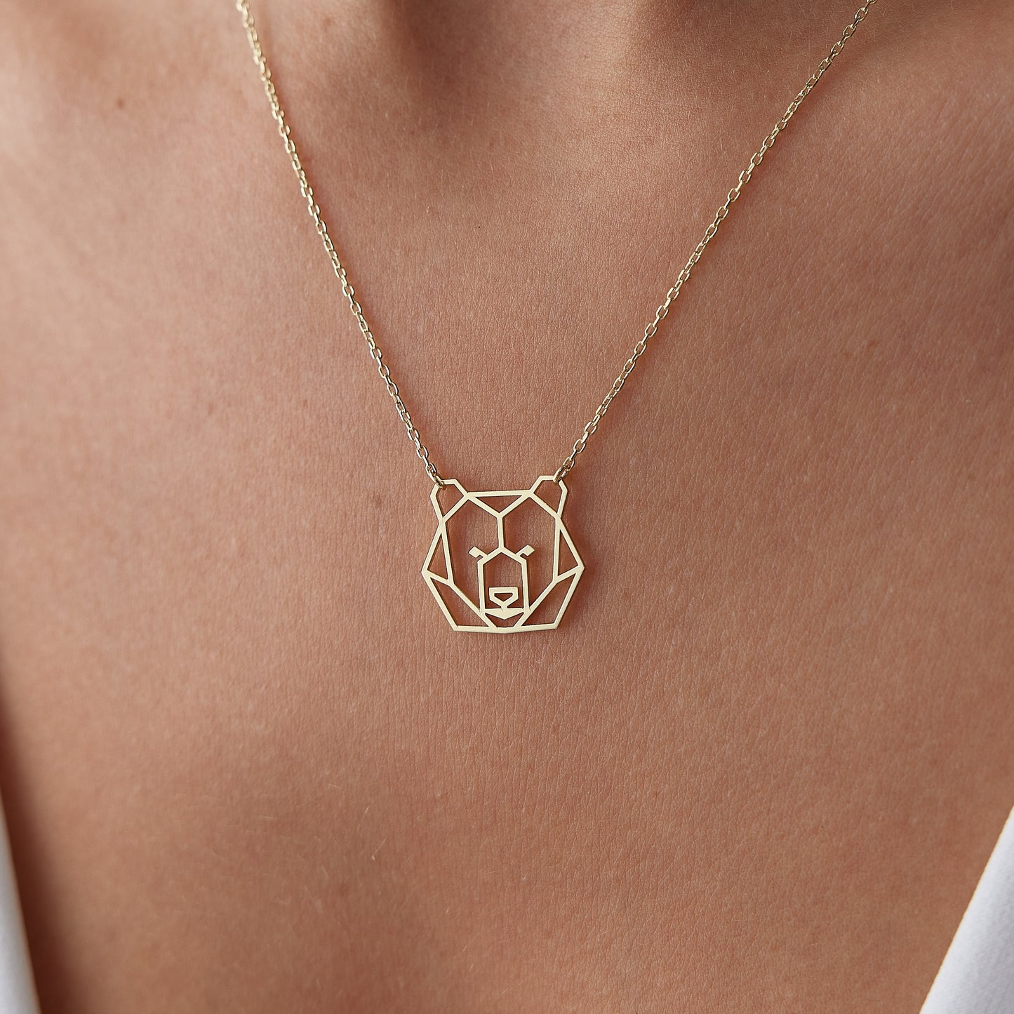 origami bear charm necklace