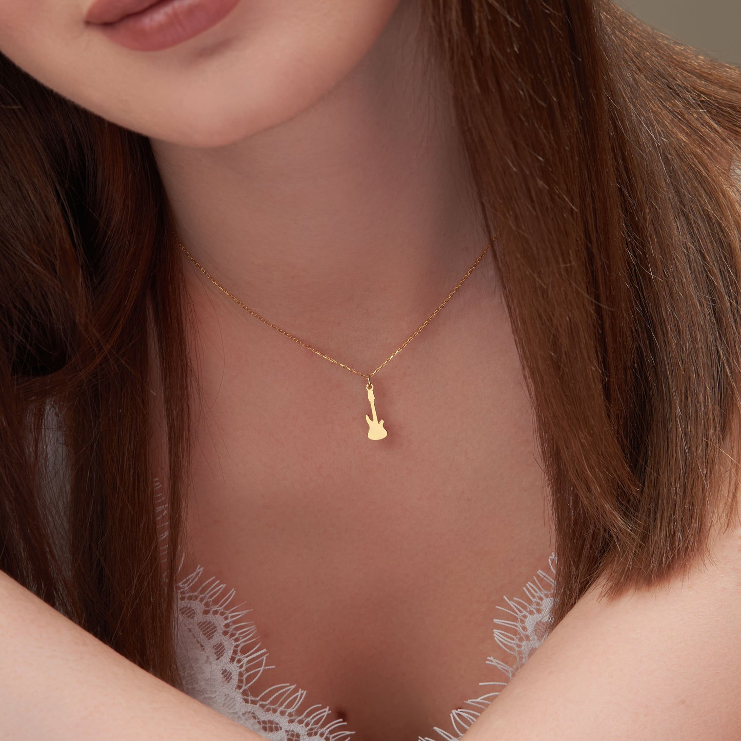 14K Gold Guitar Necklace – Dainty Music Lover Pendant