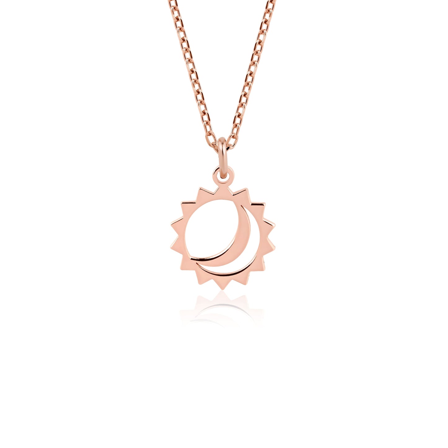 delicate solid gold moon sun pendant