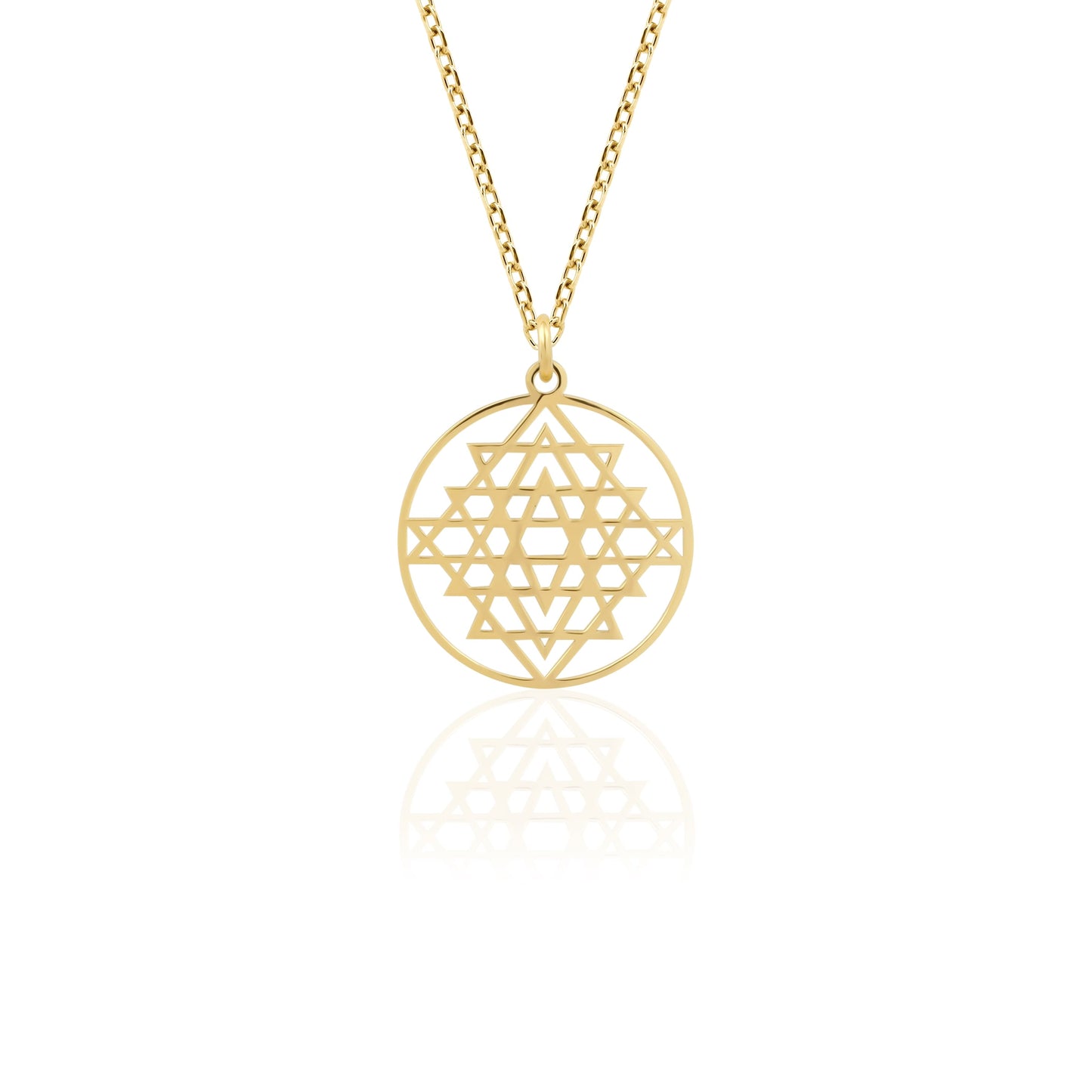 Solid gold sacred geometry pendant