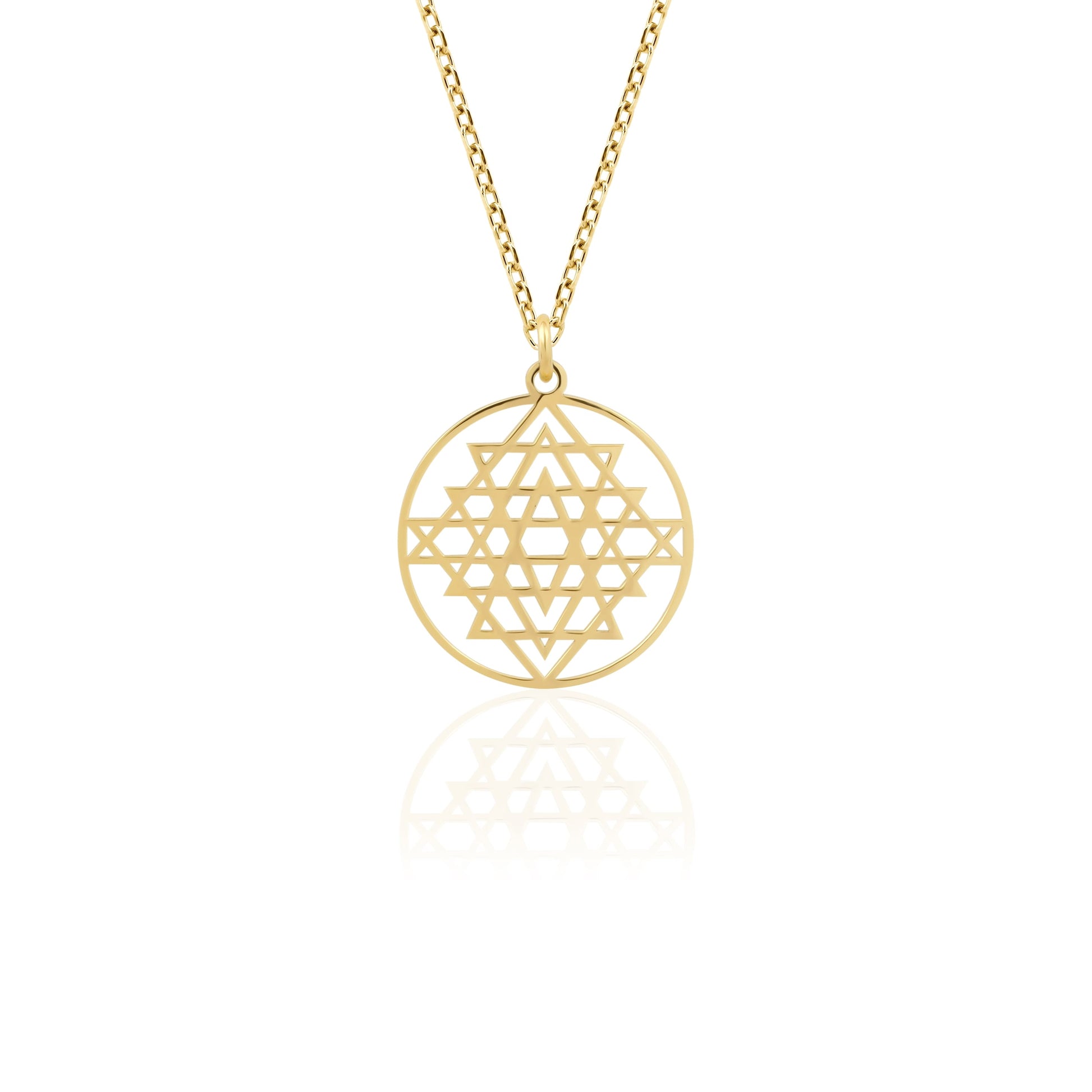 Solid gold sacred geometry pendant