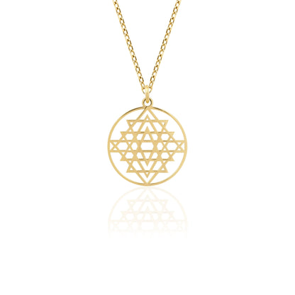 Solid gold sacred geometry pendant