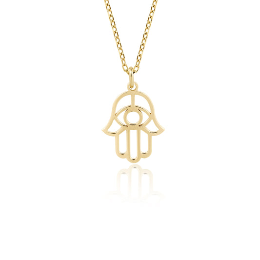 14k gold Hamsa necklace for protection and luck