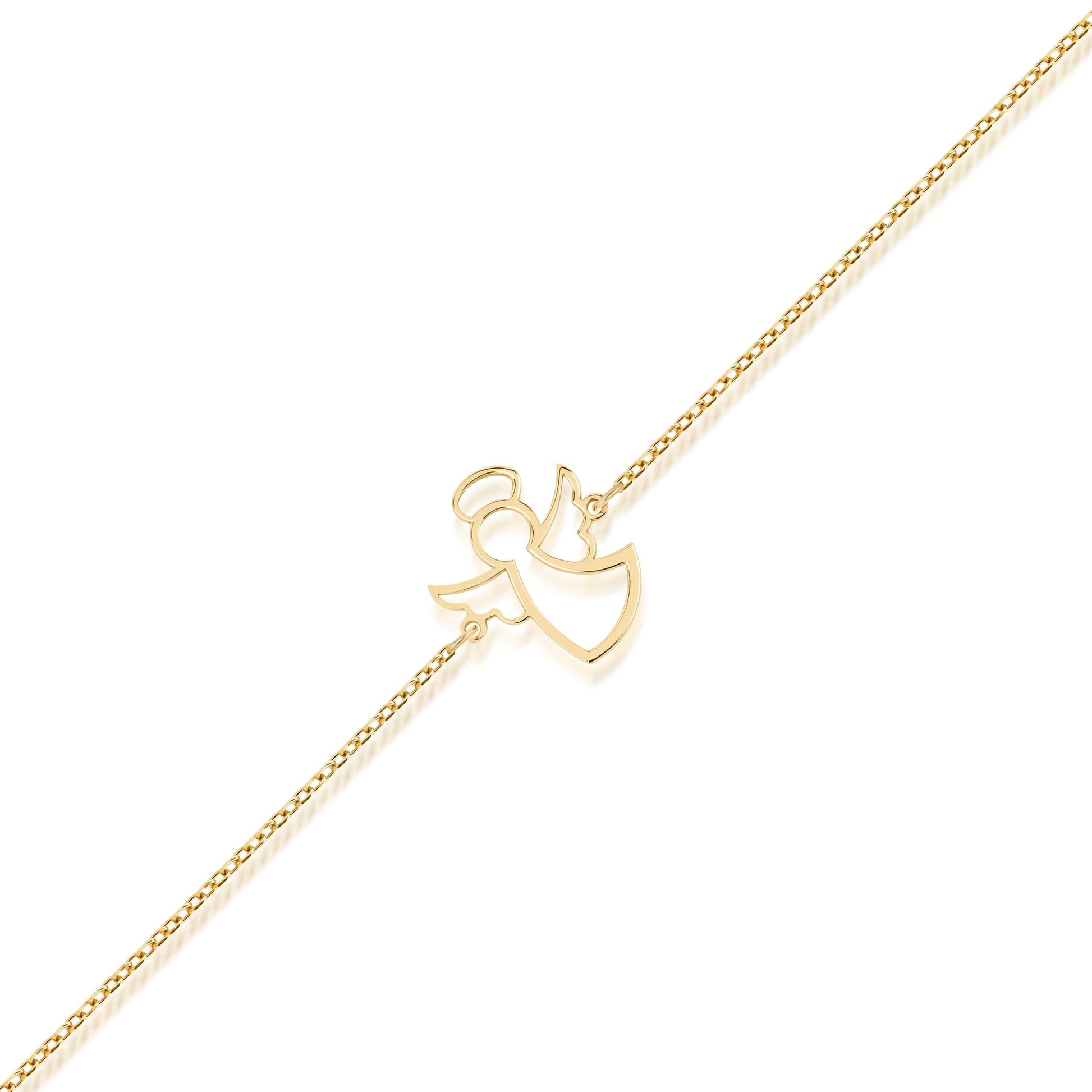 14K gold angel bracelet with dainty guardian charm