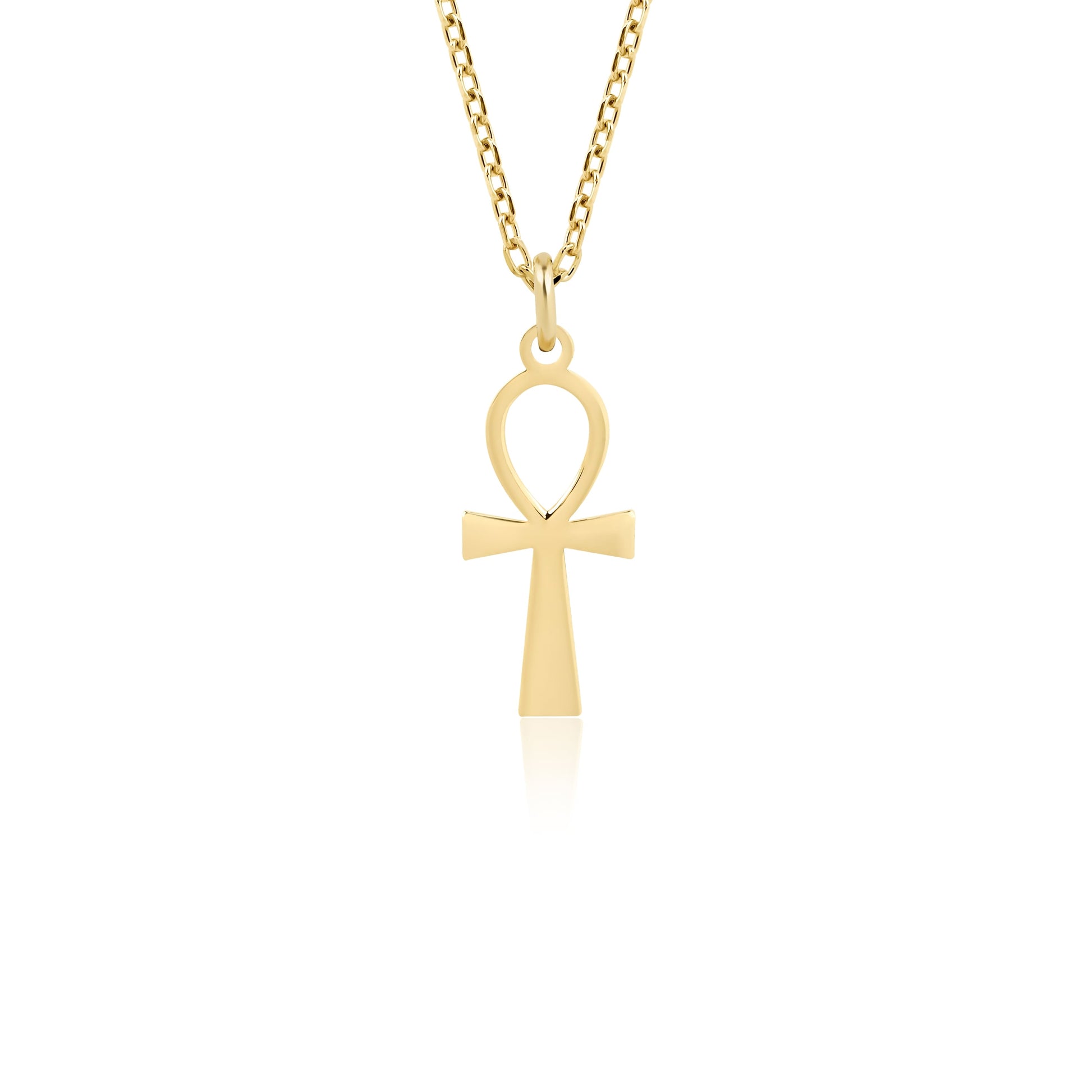 14K gold ankh necklace with intricate Egyptian design