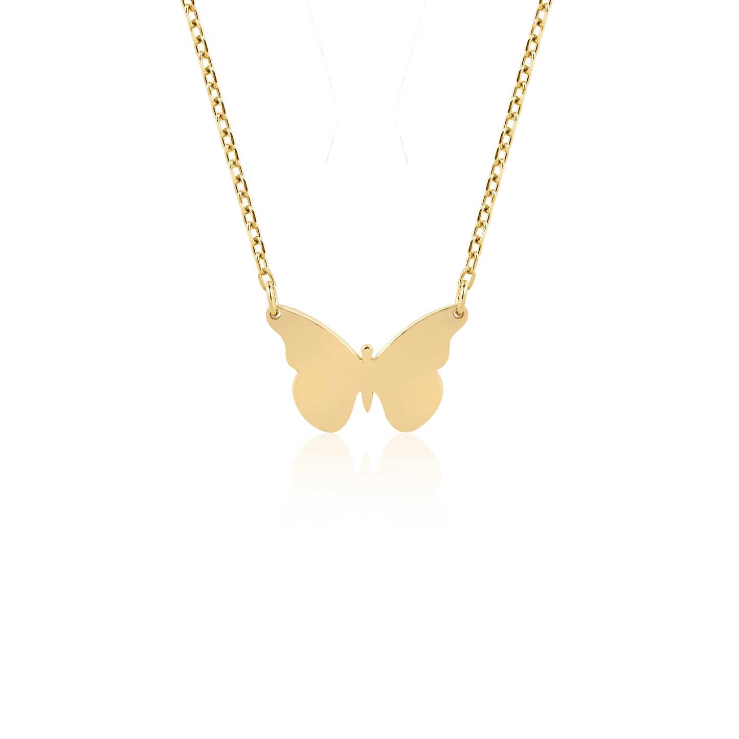14K gold butterfly necklace with dainty pendant