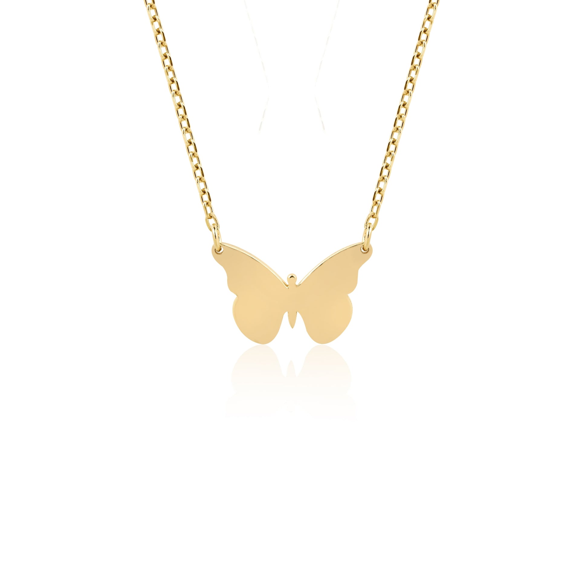 14K gold butterfly necklace with dainty pendant
