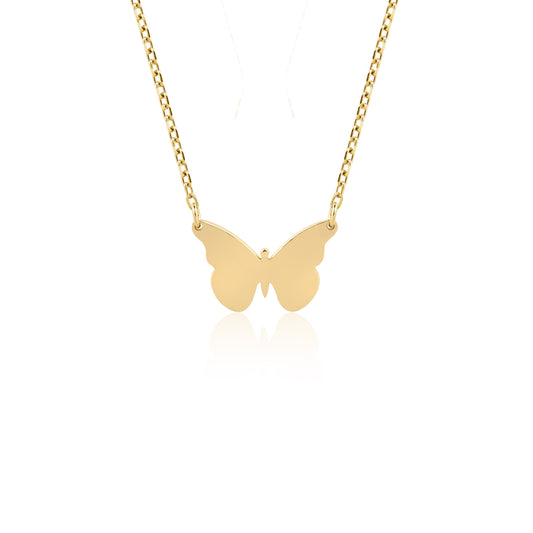 14K gold butterfly necklace with dainty pendant