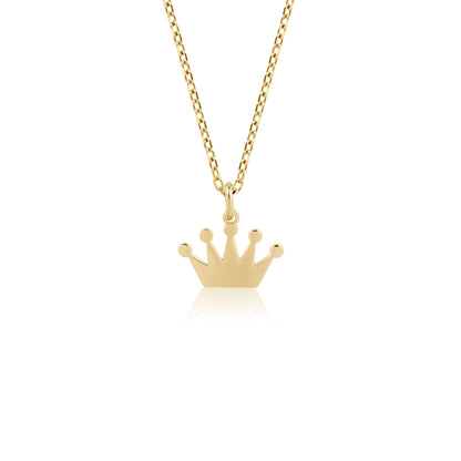 14K gold crown necklace with dainty queen pendant