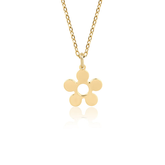14K gold daisy necklace with delicate flower pendant