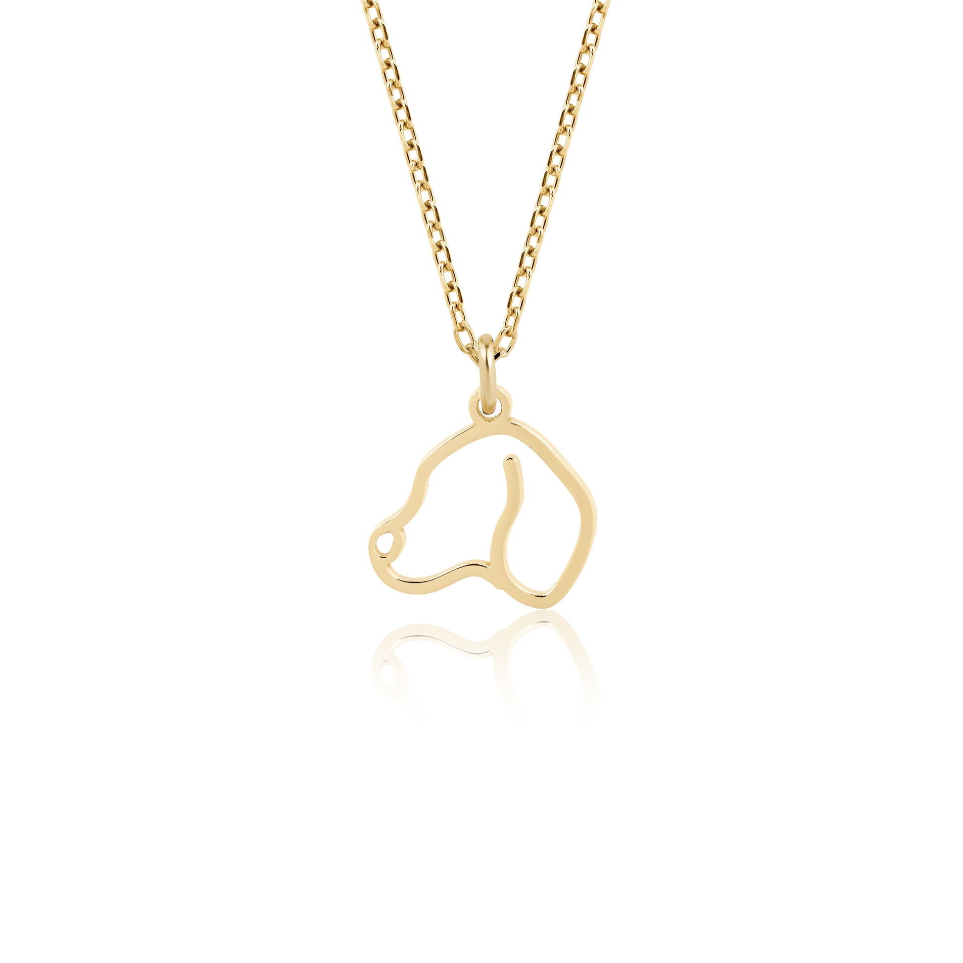 14K gold dog silhouette necklace – tiny pet tribute