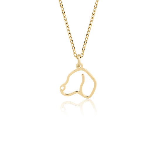 14K gold dog silhouette necklace – tiny pet tribute