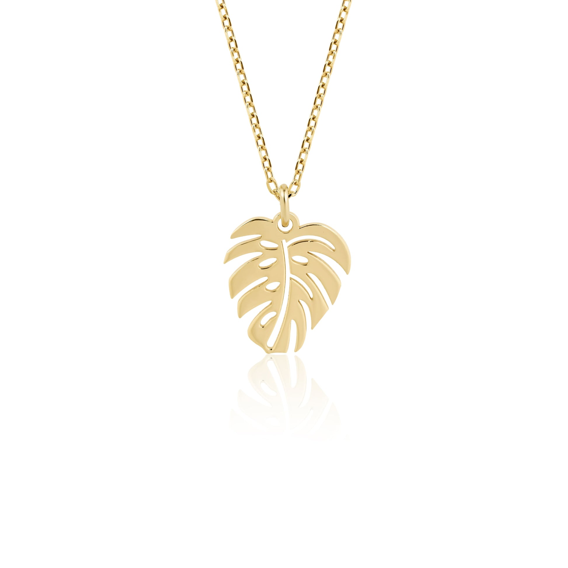 14k gold monstera leaf necklace tropical charm