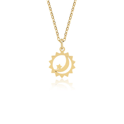 14k gold moon sun star necklace celestial jewelry