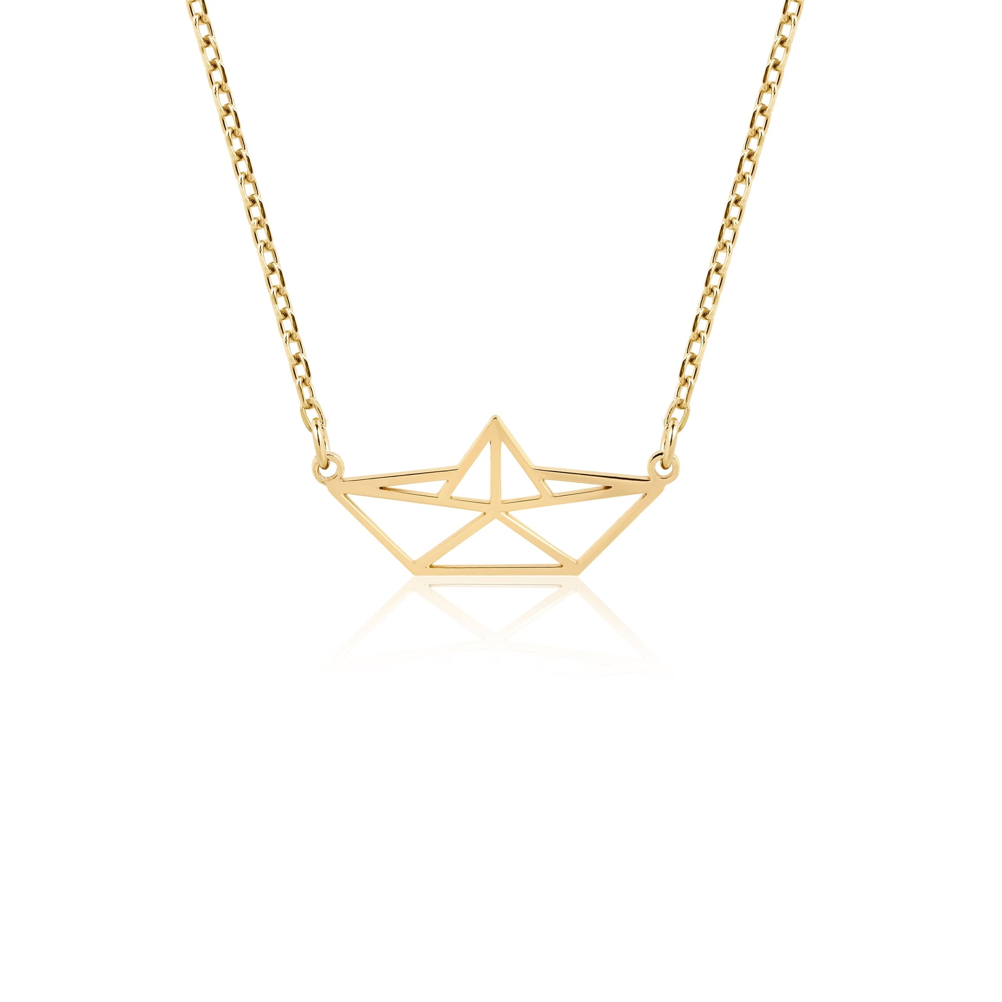 14k gold origami boat necklace nautical charm