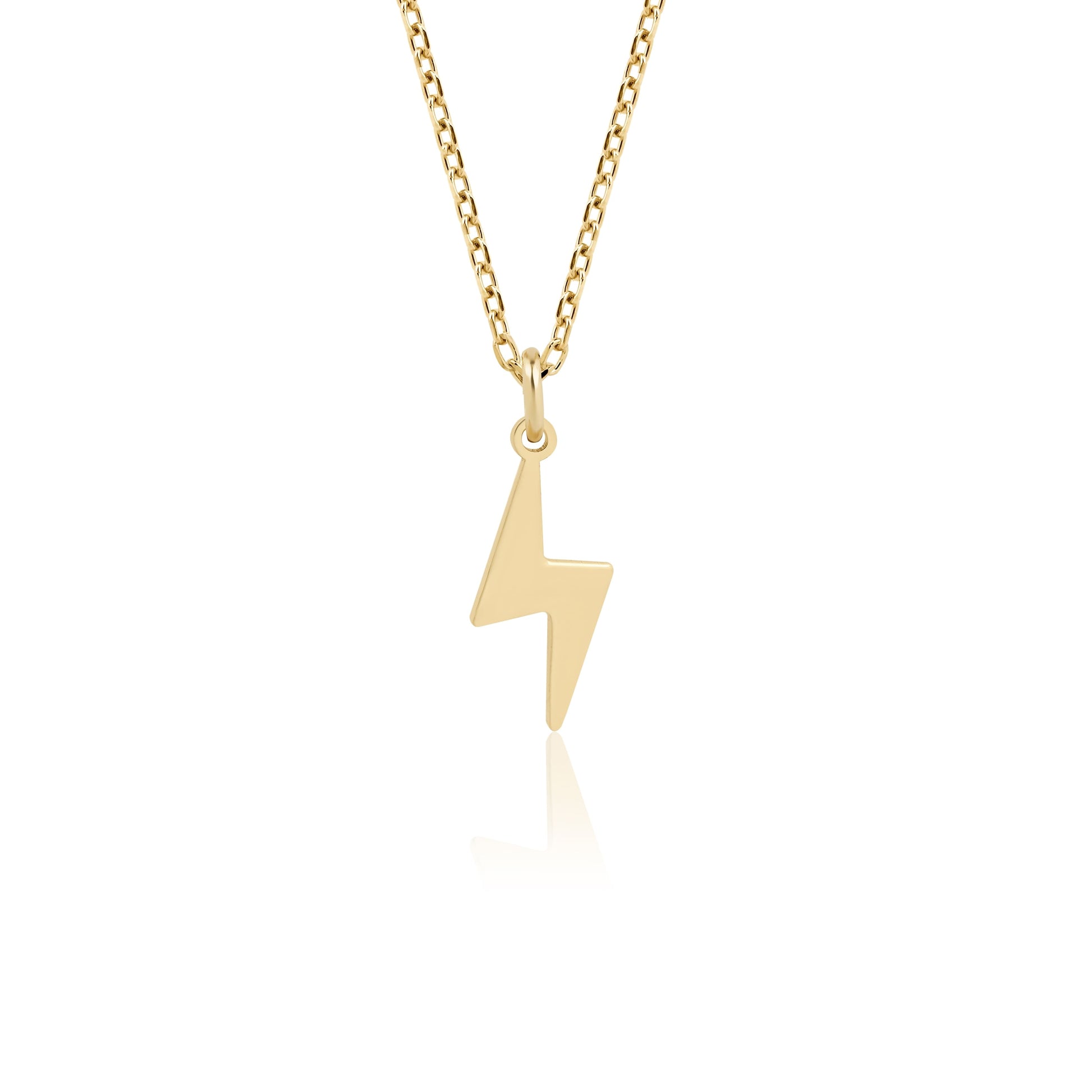 14k solid gold lightning bolt necklace