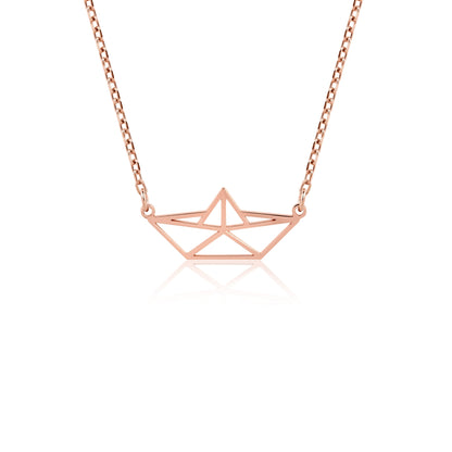 dainty boat charm necklace