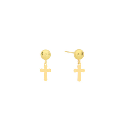 14K Solid Gold Cross Stud Earrings – Minimal Dainty Everyday Jewelry