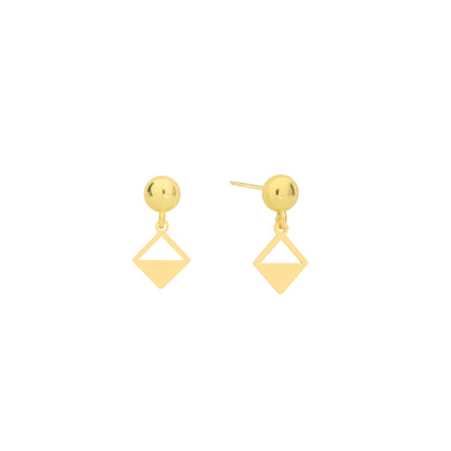 14K Solid Gold Diamond Drop Stud Earrings – Minimal Geometric Jewelry