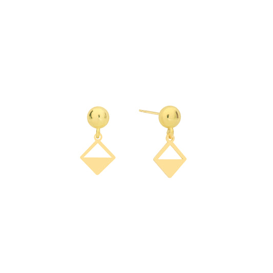 14K Solid Gold Diamond Drop Stud Earrings – Minimal Geometric Jewelry