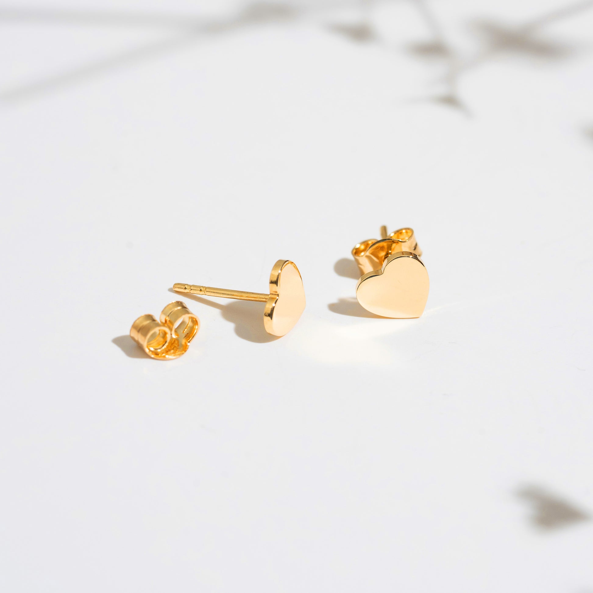 dainty gold heart studs