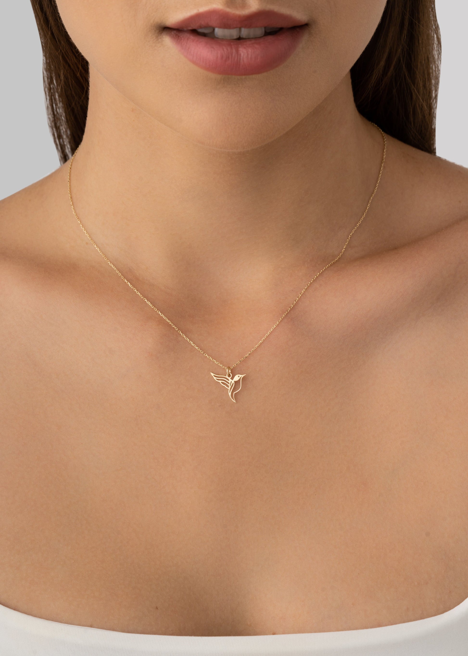 tiny real gold bird charm jewelry