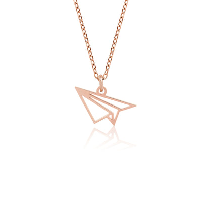minimalist solid gold airplane necklace for her