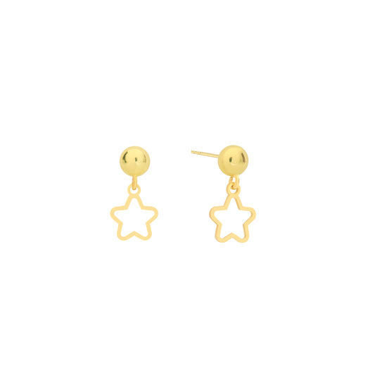 14K Solid Gold Open Star Drop Stud Earrings – Minimal Celestial Jewelry