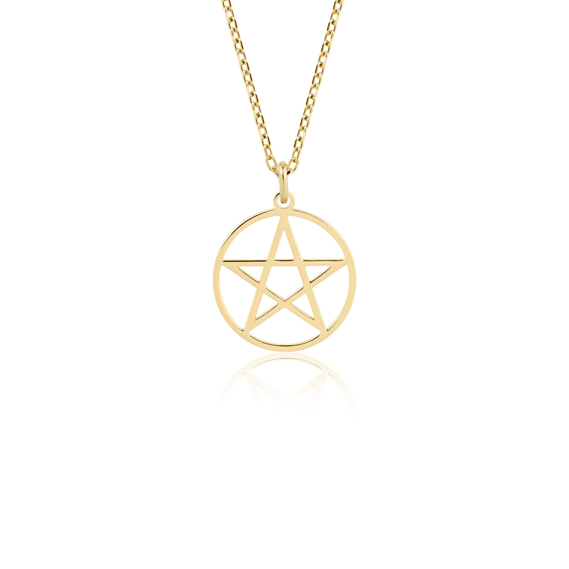 dainty pentacle charm necklace solid gold
