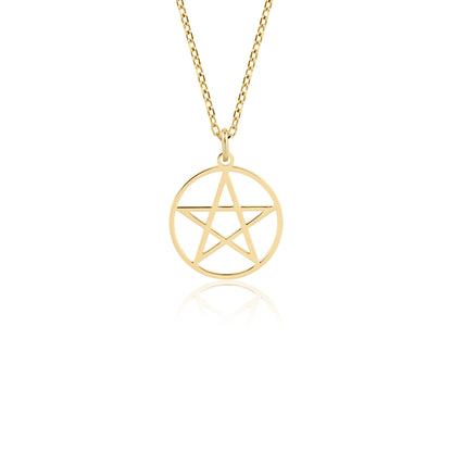 dainty pentacle charm necklace solid gold