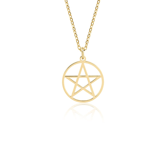 dainty pentacle charm necklace solid gold