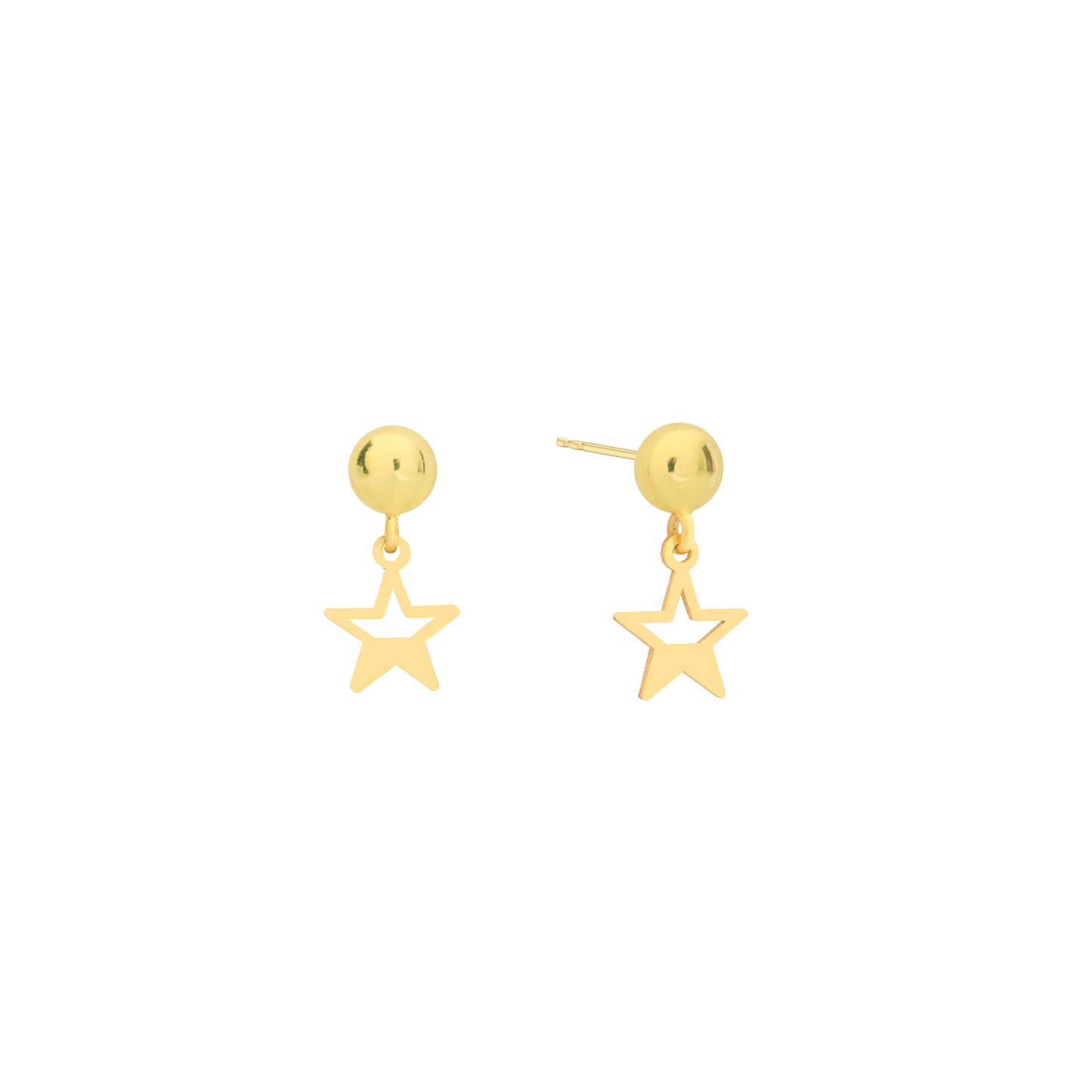 14K Solid Gold Star Drop Stud Earrings – Minimal Celestial Jewelry
