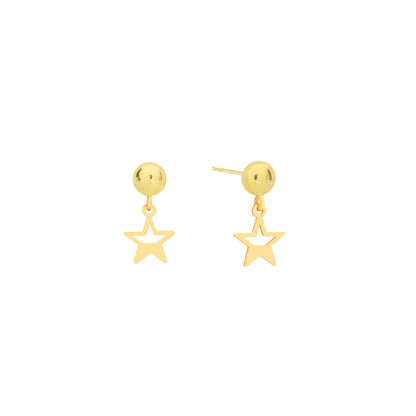 14K Solid Gold Star Drop Stud Earrings – Minimal Celestial Jewelry