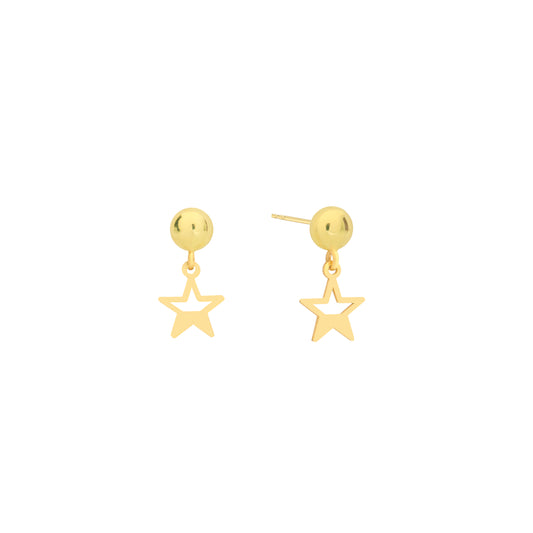 14K Solid Gold Star Drop Stud Earrings – Minimal Celestial Jewelry