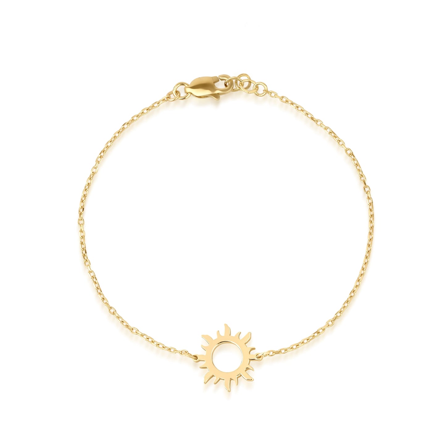 dainty sun charm bracelet in solid gold