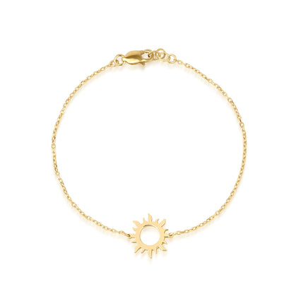 dainty sun charm bracelet in solid gold