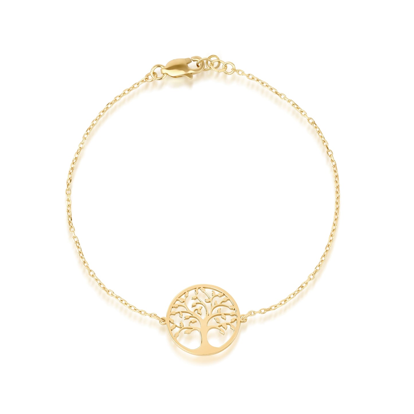 solid gold symbolic bracelet with tree charm