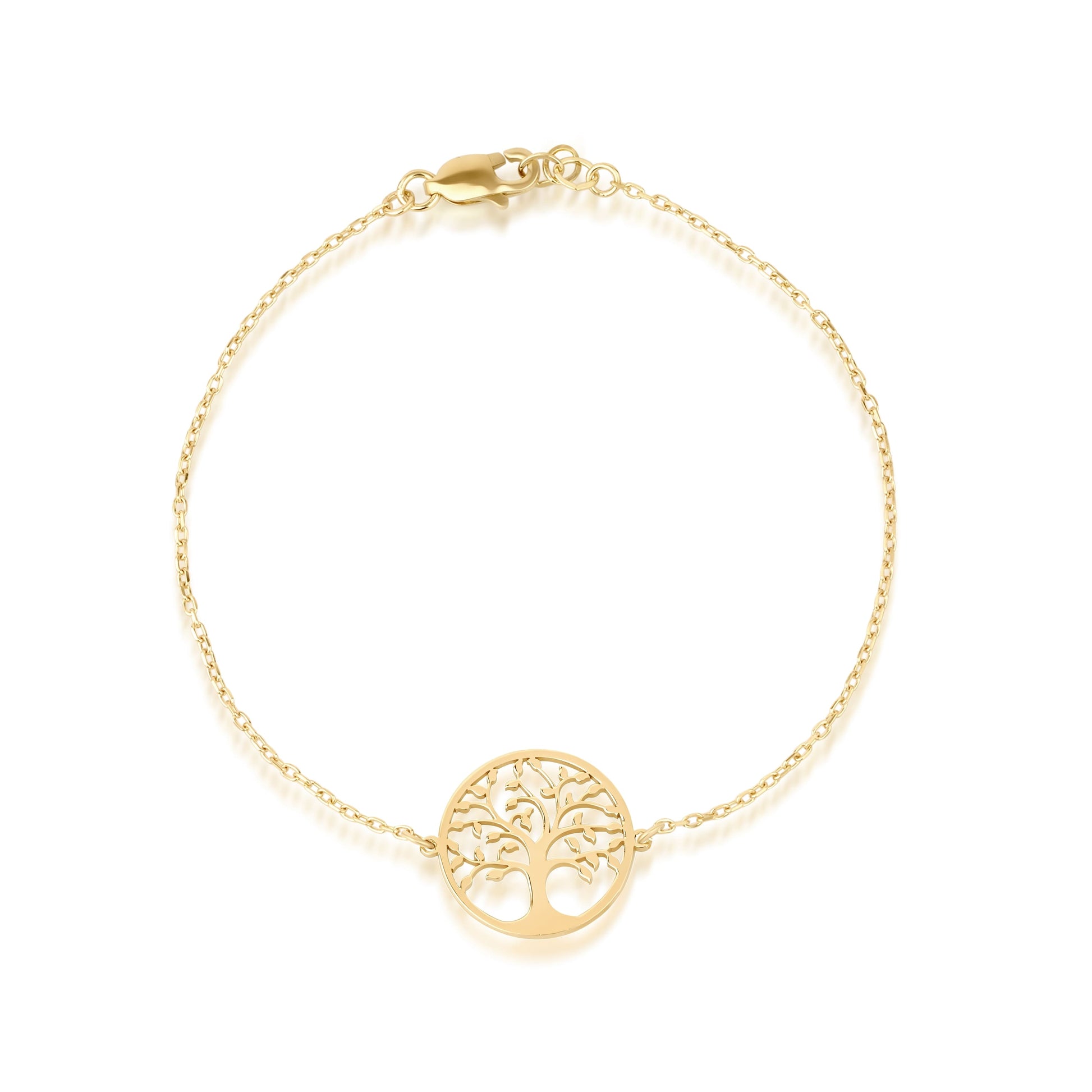 solid gold symbolic bracelet with tree charm