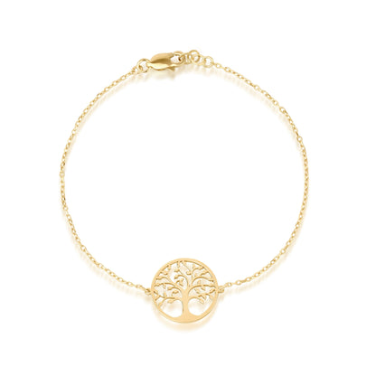 solid gold symbolic bracelet with tree charm