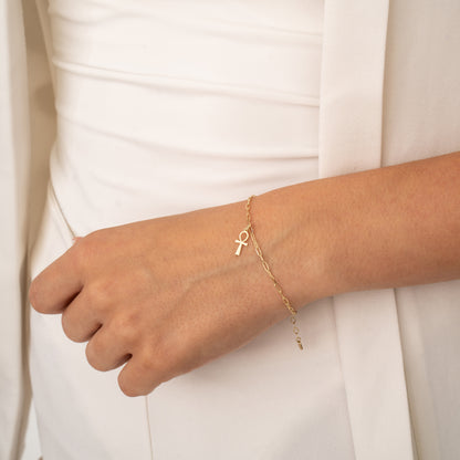 14k Gold Ankh Bracelet