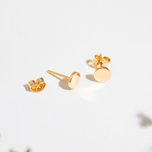 14k Gold Circle Stud Earrings