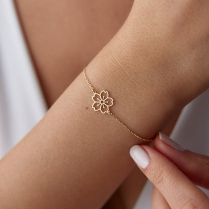 14K Gold Cherry Blossom Bracelet