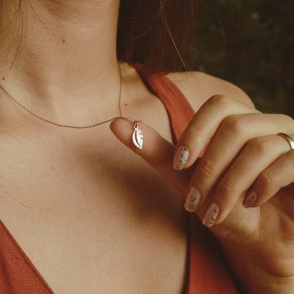 14k Gold Feather Necklace