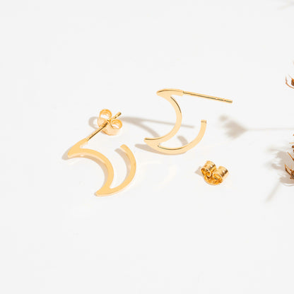 14k Gold Moon Stud Earrings