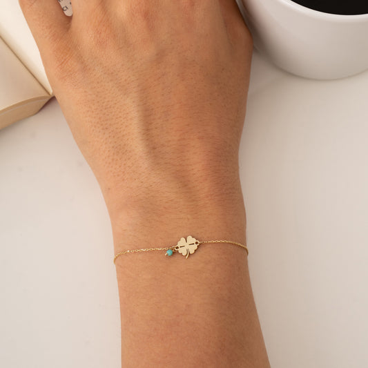 14k Gold Clover Bracelet