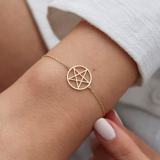 14k Gold Pentagram Bracelet