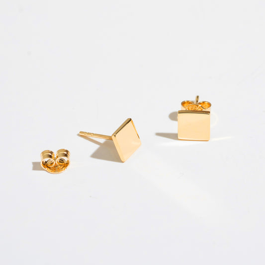 14k Gold Square Stud Earrings