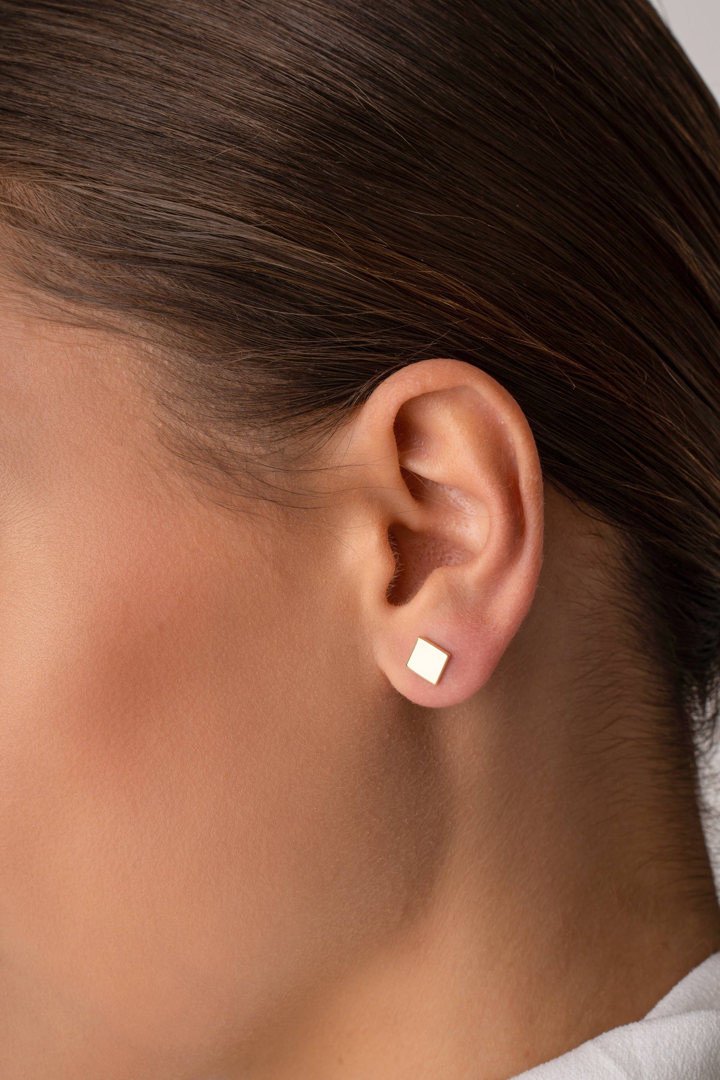 14k Gold Square Stud Earrings