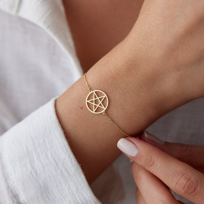 14k Gold Pentagram Bracelet