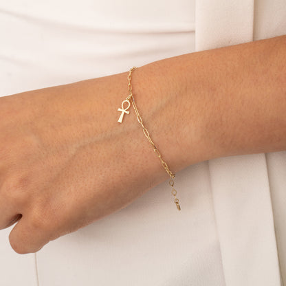14k Gold Ankh Bracelet